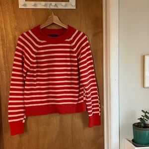 Banana Republic Striped Red and White Crew Neck Sweater